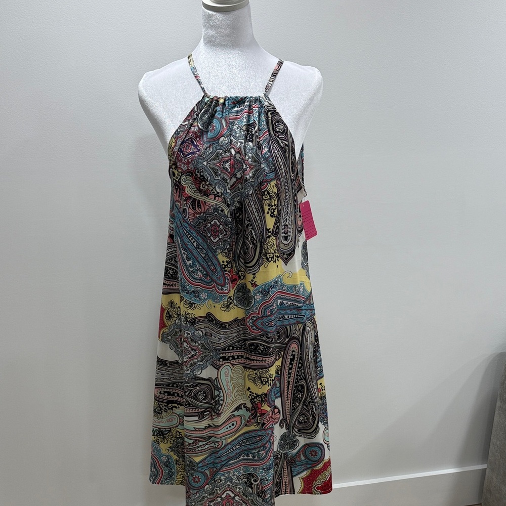 Wanderlust Paisley Halter Mini Dress in Multi-Color